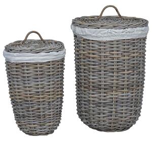 Kosz na pranie z pokrywą 2 pcs Kubu Szary Rattan Kubu