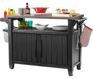 Keter Wielofunkcyjny stół ogrodowy z grillem UNITYXL 270 l grafitowy, 134 x 52 x 90 cm