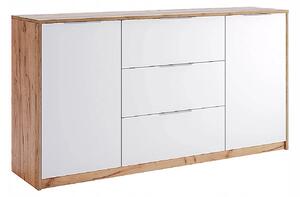 Komoda z szufladami i półkami dąb craft + biały 160 cm A1-R71