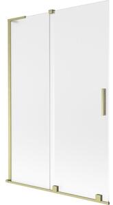 Mexen Velar L parawan nawannowy 2-skrzydłowy rozsuwany 120 x 150 cm, szron, złoty szczotkowany - 896-120-003-31-55