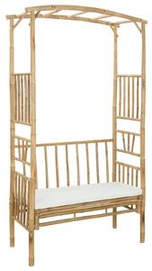 Łuk ogrodowy z ławką kremowobiały 115 x 50 x 205 cm Bambus
