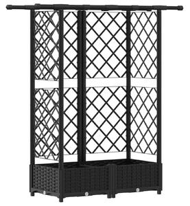 Podniesione łóżko z kratką i dachem Czarny 124 x 40 x 123 cm PP