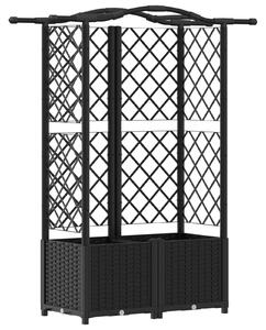 Podniesione łóżko z kratką i dachem Czarny 122 x 40 x 141 cm PP