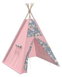 Różowy namiot Tipi dla dzieci z motywem kwiatów