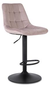 Różowe welurowe krzesło barowe z oparciem - Azel