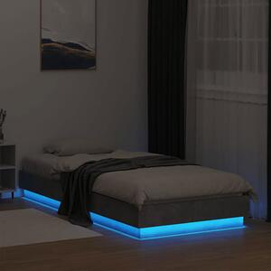 Nowoczesne łóżko jednoosobowe z LED szarość betonu 90x200 - Surlei