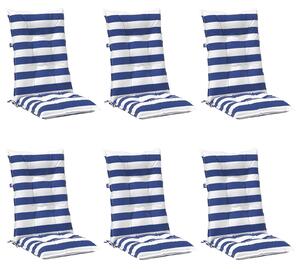 Poduszka na zewnątrz 6 pcs Niebieski i biały 120 x 50 x 7 cm