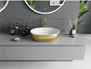 Mexen Viki umywalka nablatowa 48 x 35 cm, biała/złota wzór łuski - 21054808