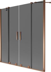 Mexen Velar Duo parawan nawannowy 2-skrzydłowy rozsuwany 160 x 150 cm, grafit, różowe złoto - 896-160-000-42-60