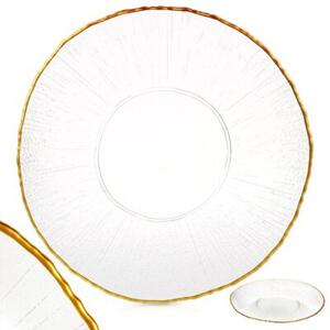 Talerz obiadowy płytki szklany złoty 28 cm