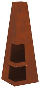 Kominek Brązowy 35 x 35 x 100 cm Stal pogodowa