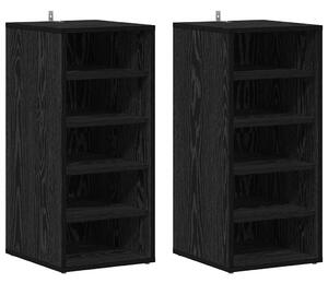 Szafka na buty z półką 2 pcs Czarny Dąb 32 x 35 x 70 cm