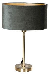 Lampa stołowa złota z owalnym aksamitnym abażurem zielonym 35 cm - Parte