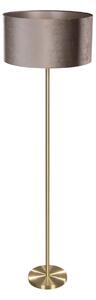Lampa podłogowa mosiężna z welurowym abażurem taupe 50cm - Simplo