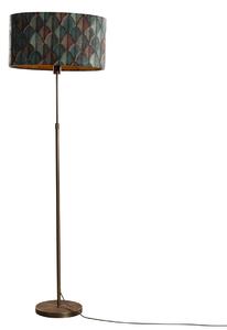 Lampa podłogowa brązowa z owalnym aksamitnym abażurem w designie liści 50cm - Parte