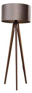 Lampa podłogowa na trójnogu z drewna orzechowego z abażurem z weluru taupe 50 cm - Tripod Classic
