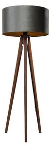 Lampa podłogowa na trójnogu z drewna orzechowego z zielonym aksamitnym abażurem 50 cm - Tripod Classic