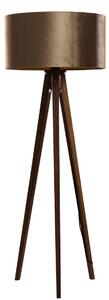 Lampa podłogowa na trójnogu z drewna orzechowego z abażurem z aksamitu w kolorze brązu, 50 cm - Tripod Classic