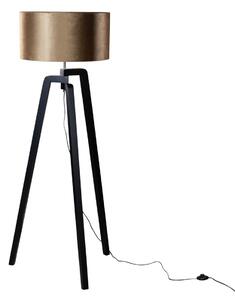 Lampa podłogowa czarna z aksamitnym abażurem w kolorze brązu 50 cm - Puros