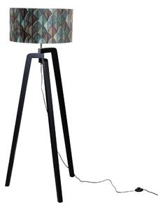 Vloerlamp zwart met velours lampenkap blad dessin 50cm - Puros Oswietlenie wewnetrzne