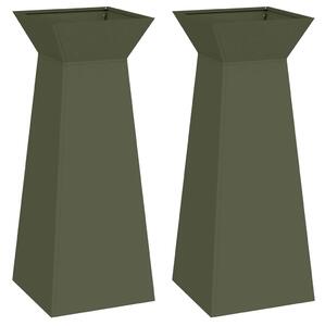 Donica słupowa 2 pcs Oliwkowy 40 x 40 x 100 cm