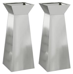 Donica słupowa 2 pcs Srebrny 40 x 40 x 100 cm