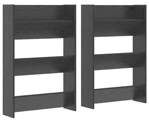 Szafka na buty z półką 2 pcs Czarny Dąb 60 x 18 x 90 cm