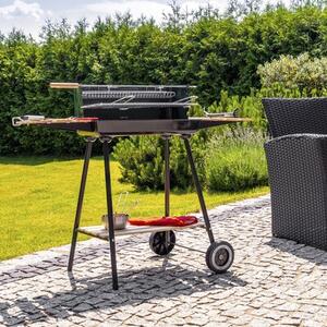 Grill ogrodowy węglowy MIRPOL MIR244 z rożnem, na kółkach, półki boczne