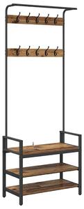 Wieszak na płaszcze z półką Stare drewno 75 x 34 x 184 cm