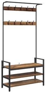 Wieszak na płaszcze z półką Stare drewno 95 x 34 x 184 cm