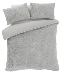 Szara pościel jednoosobowa z mikropluszu 135x200 cm Cosy Diamond – Catherine Lansfield