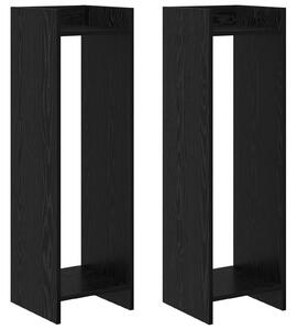 Stojak na rośliny z półką 2 pcs Czarny Dąb 30 x 30 x 100 cm