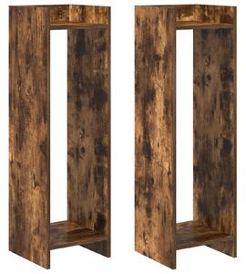 Stojak na rośliny z półką 2 pcs Dąb Wędzony 30 x 30 x 100 cm