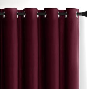 Bordowa aksamitna zasłona częściowo zaciemniająca (dimout) 140x245 cm Eyelets – Restilo