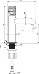 Bateria umywalkowa DEANTE Silia Hexa BHS F20M Stal szczotkowana