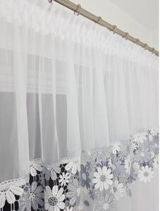 Firana gotowa z tkaniny sable z podwÃ³jnÄ szarÄ gipiurÄ 300x150 cm