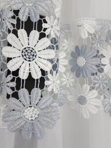 Firana gotowa z tkaniny sable z podwÃ³jnÄ szarÄ gipiurÄ 300x150 cm
