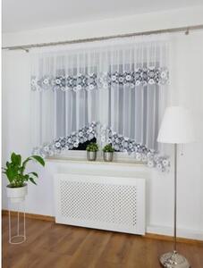 Firana gotowa z tkaniny sable z podwÃ³jnÄ szarÄ gipiurÄ 300x150 cm