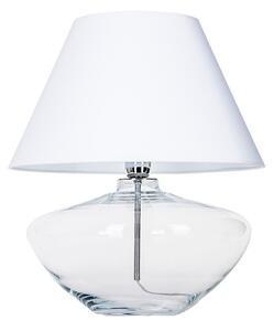 Szklana lampa stołowa Madrid - transparentna z białym abażurem