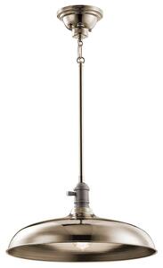 Industrialna lampa wisząca Cobson - szeroki klosz, polerowany nikiel