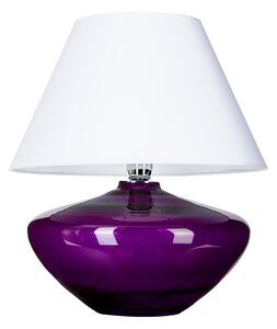 Fioletowa lampa stołowa Madrid - szklana podstawa, biały abażur