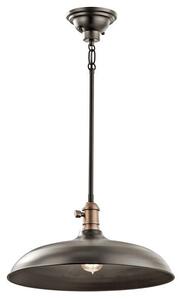 Ciemnobrązowa lampa wisząca Cobson - industrialna, duży klosz