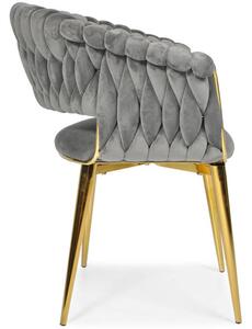 Tapicerowane krzesło glamour plecione IRIS LUX - szare