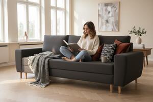 Sofa OH Nordic W1 z funkcją spania i pojemnikami na pościel