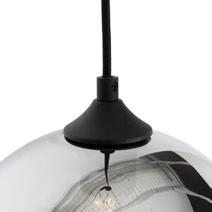 Czarna lampa wisząca art deco z przydymionym szkłem - Wallace Oswietlenie wewnetrzne