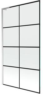 Mexen Next L parawan nawannowy 1-skrzydłowy 100 x 150 cm, czarna kratka, chrom - 895-100-000-03-77-01