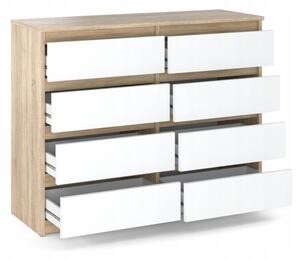 Komoda 8 szuflad STIVMEBLE 120x33,5x92,5 cm DÄ b Sonoma BiaÅy Mat