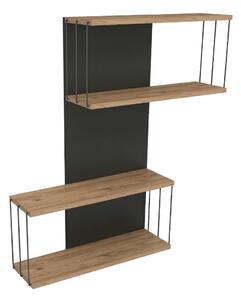 Antracytowo-naturalna wielopoziomowa półka w dekorze sosny 65 cm Destan – Kalune Design