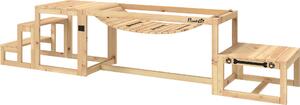Stacja treningowa Tannenholz, zestaw agility dla psów, 3-elementowy, z mostkiem, schodami i platformą, wykonany z naturalnego drewna | dla dużych psów | do 40 kg | 117 x 50 x 56 cm