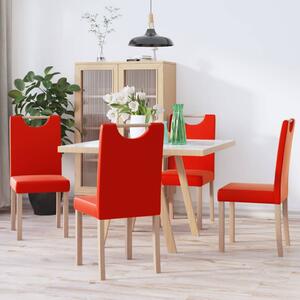 Krzesła stołowe, 4 szt., czerwone, obite sztuczną skórą